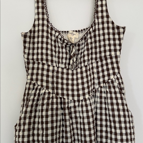 Jessica Simpson Brown and White Checkered Midi Dress - Picture 3 of 5